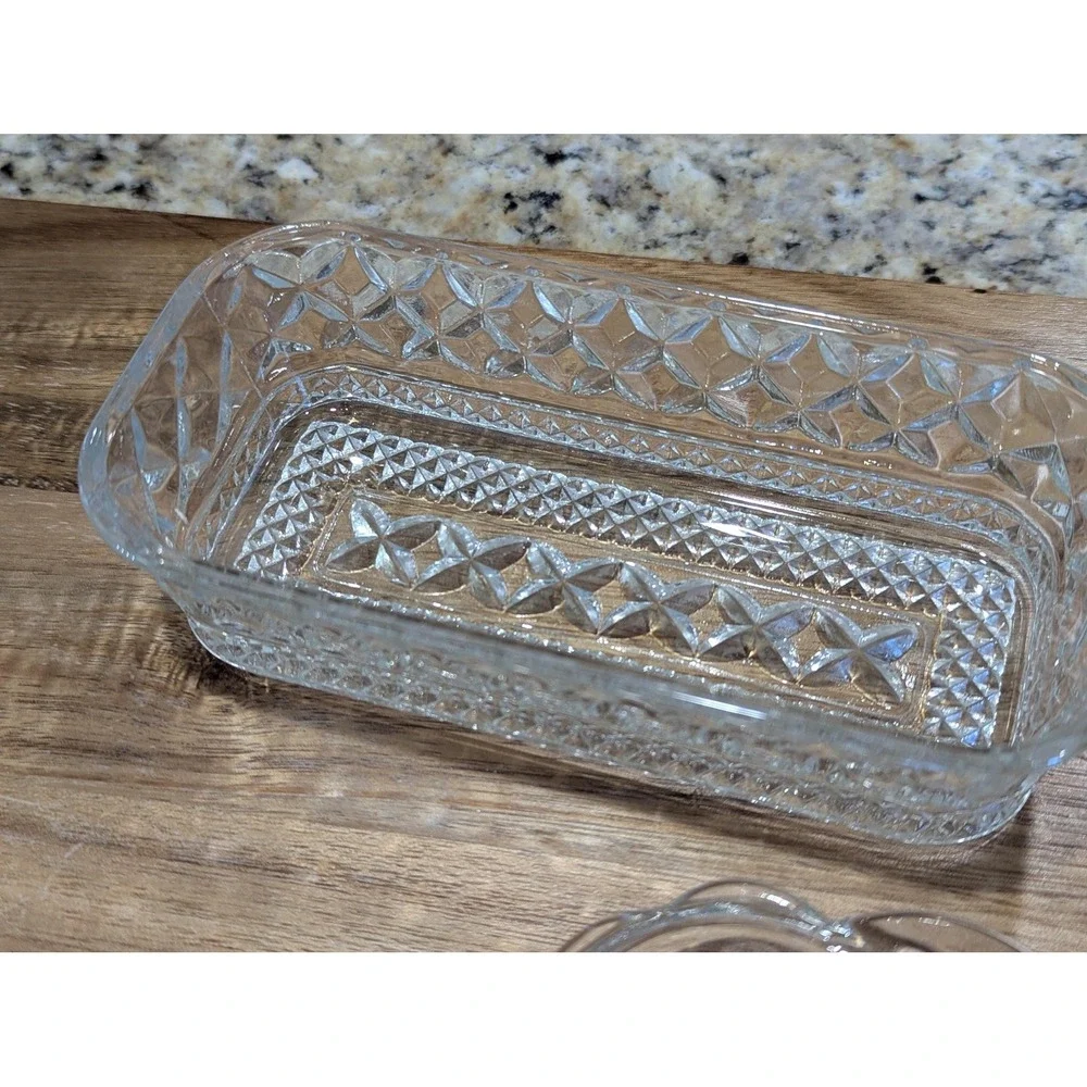 Vintage Pressed Glass Butter Dish with Lid